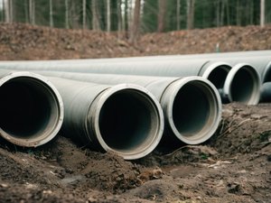Раздельная канализация с промежуточной емкостью для сбора загрязненной воды.